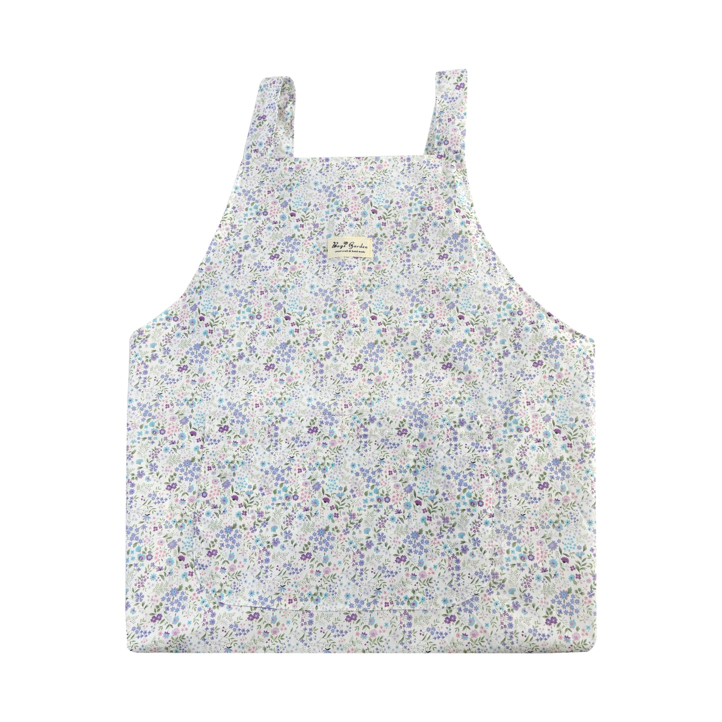 Delantal de Cocina con Estampado Floral, Dos Bolsillos Frontales y Cintas Traseras