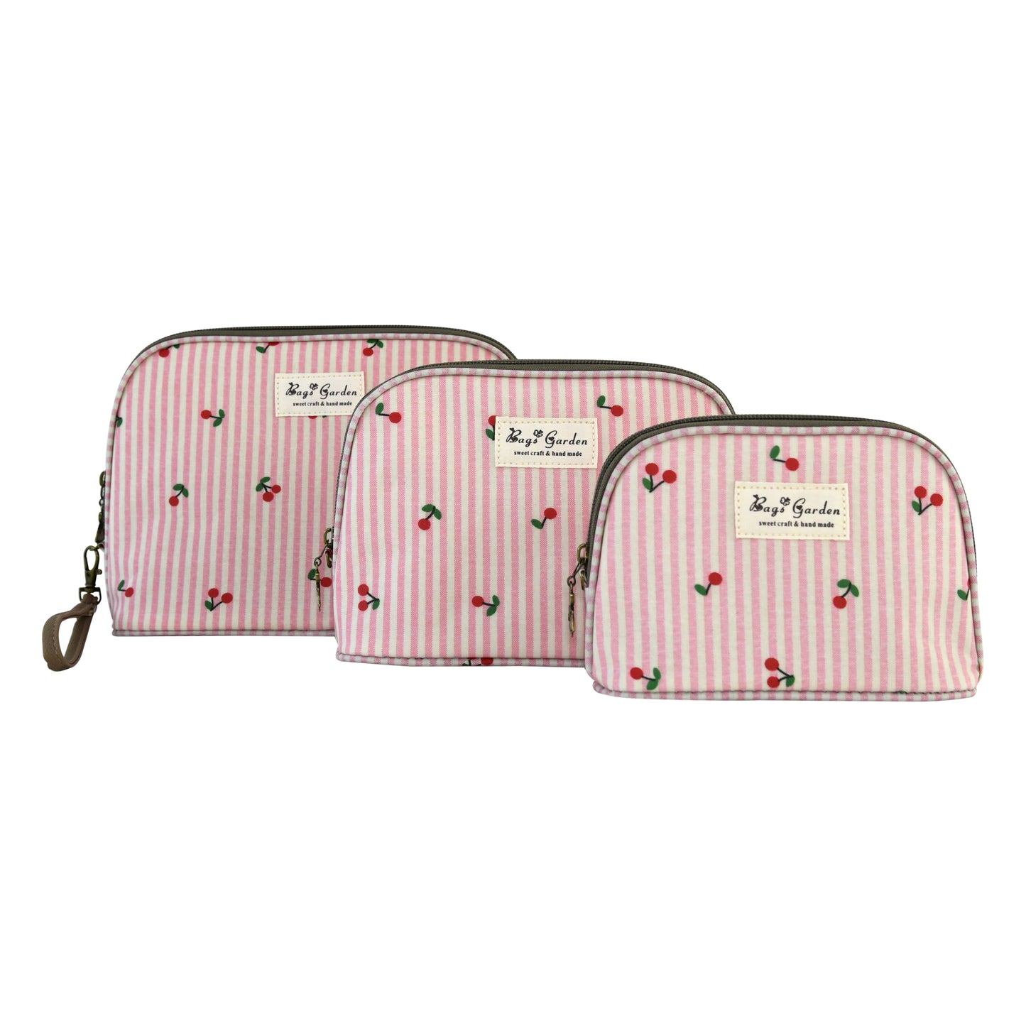 Set de 3 Neceseres Rayas con Cerezas