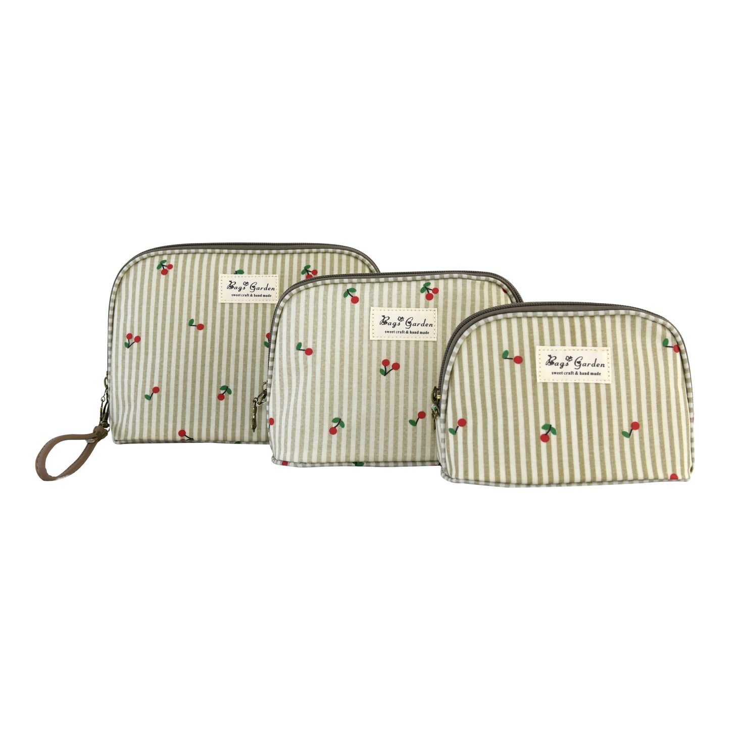 Set de 3 Neceseres Rayas con Cerezas