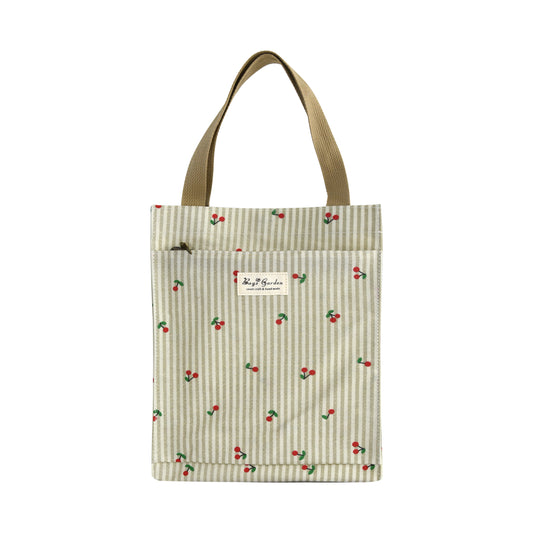 Bolso de almuerzo mediano rayas con cerezas