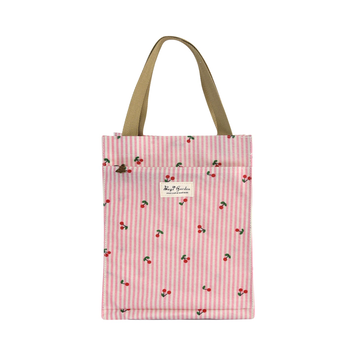 Bolso de almuerzo mediano rayas con cerezas