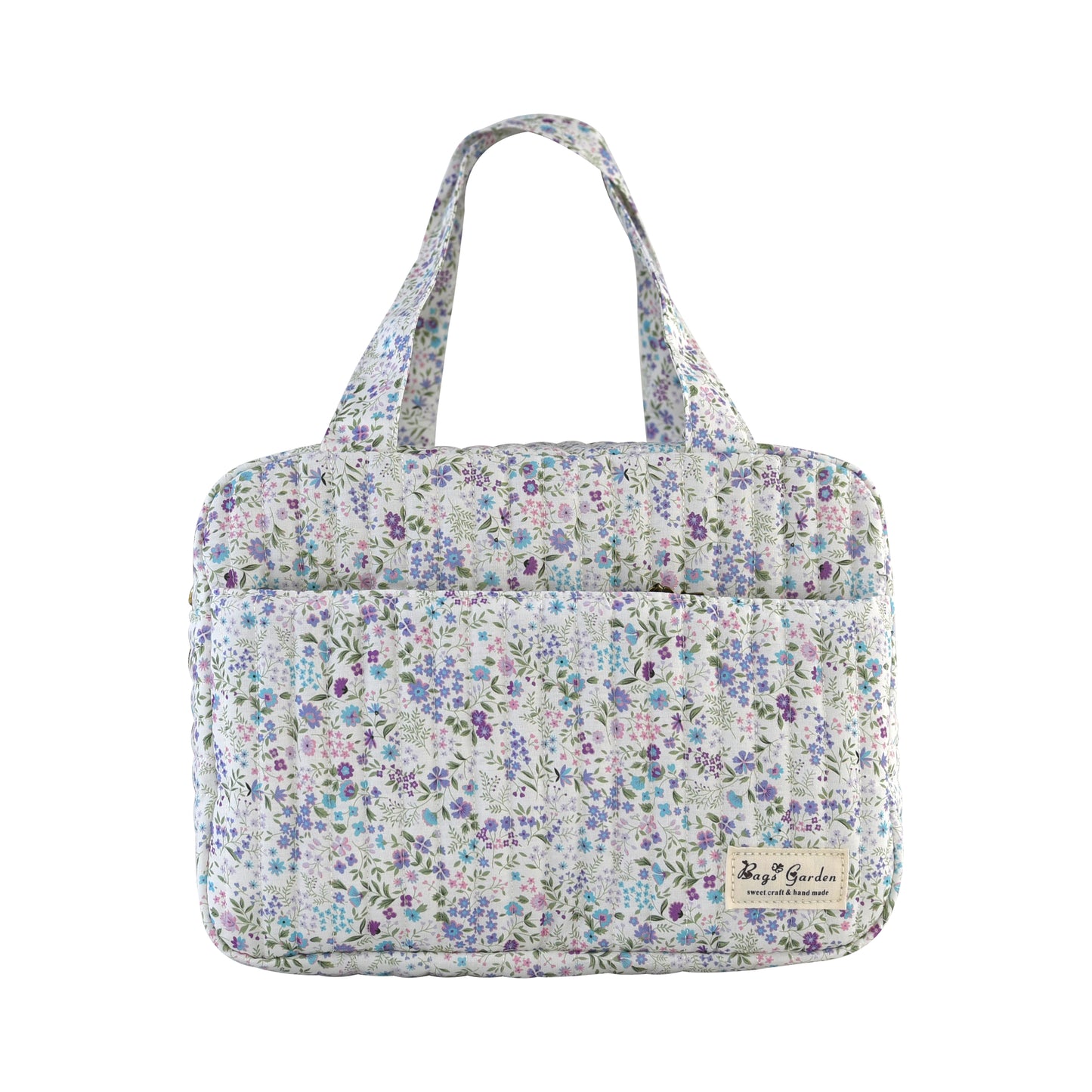 Bolso Organizador Floral de Mano para Artículos de Bebé en Algodón Acolchado