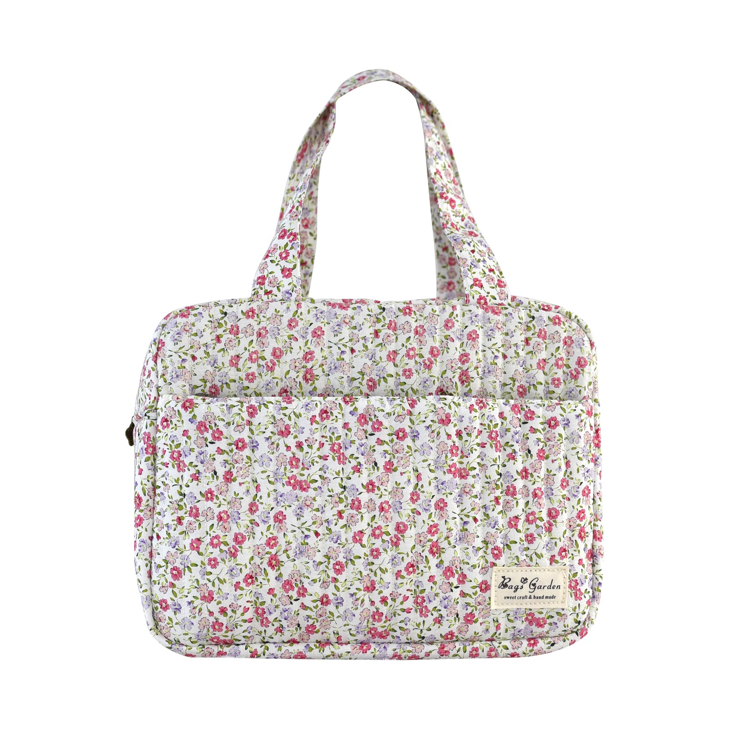 Bolso Organizador Floral de Mano para Artículos de Bebé en Algodón Acolchado