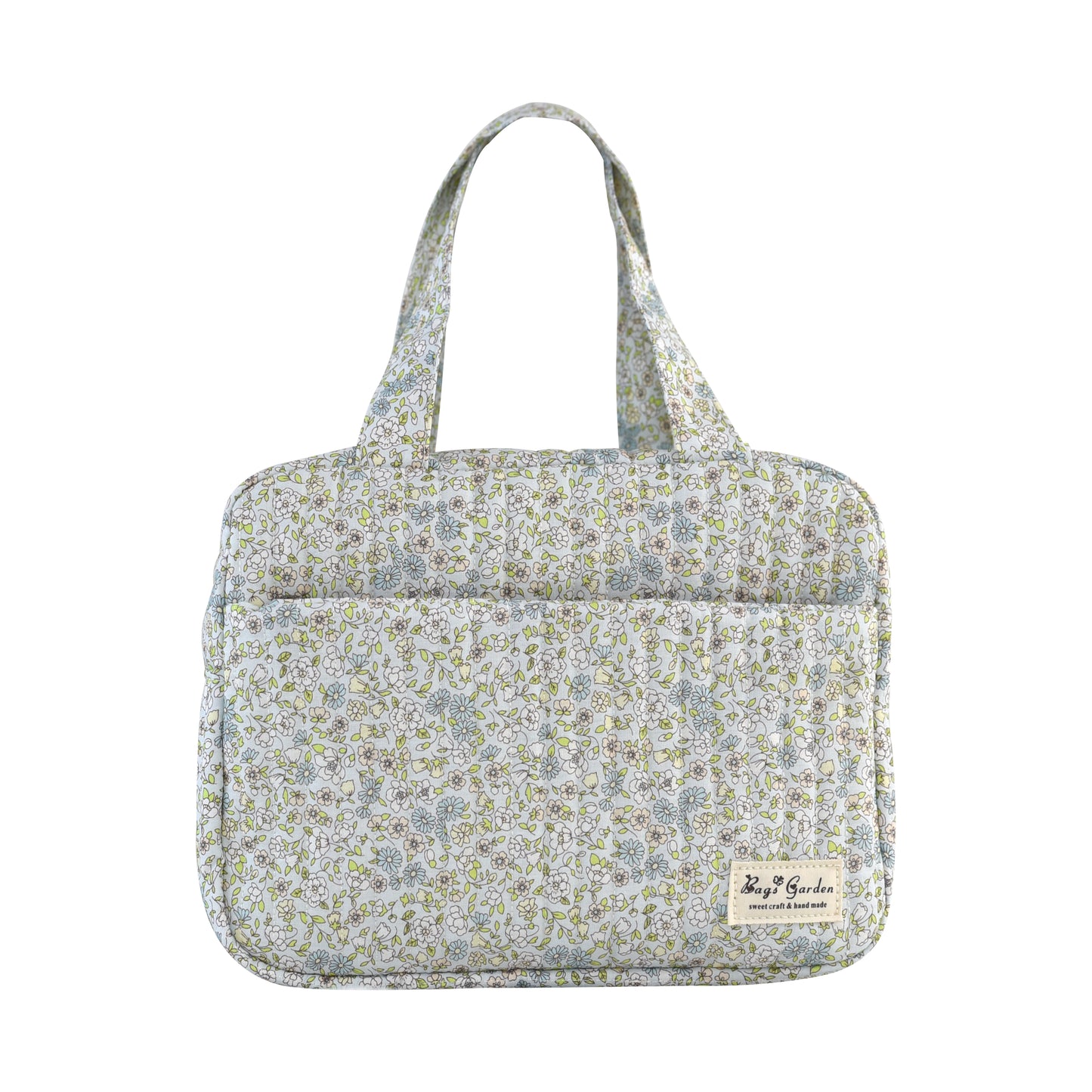Bolso Organizador Floral de Mano para Artículos de Bebé en Algodón Acolchado