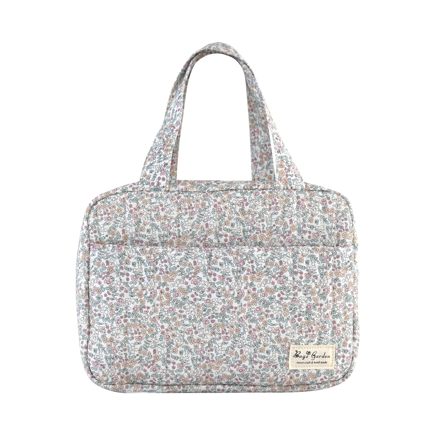 Bolso Organizador Floral de Mano para Artículos de Bebé en Algodón Acolchado