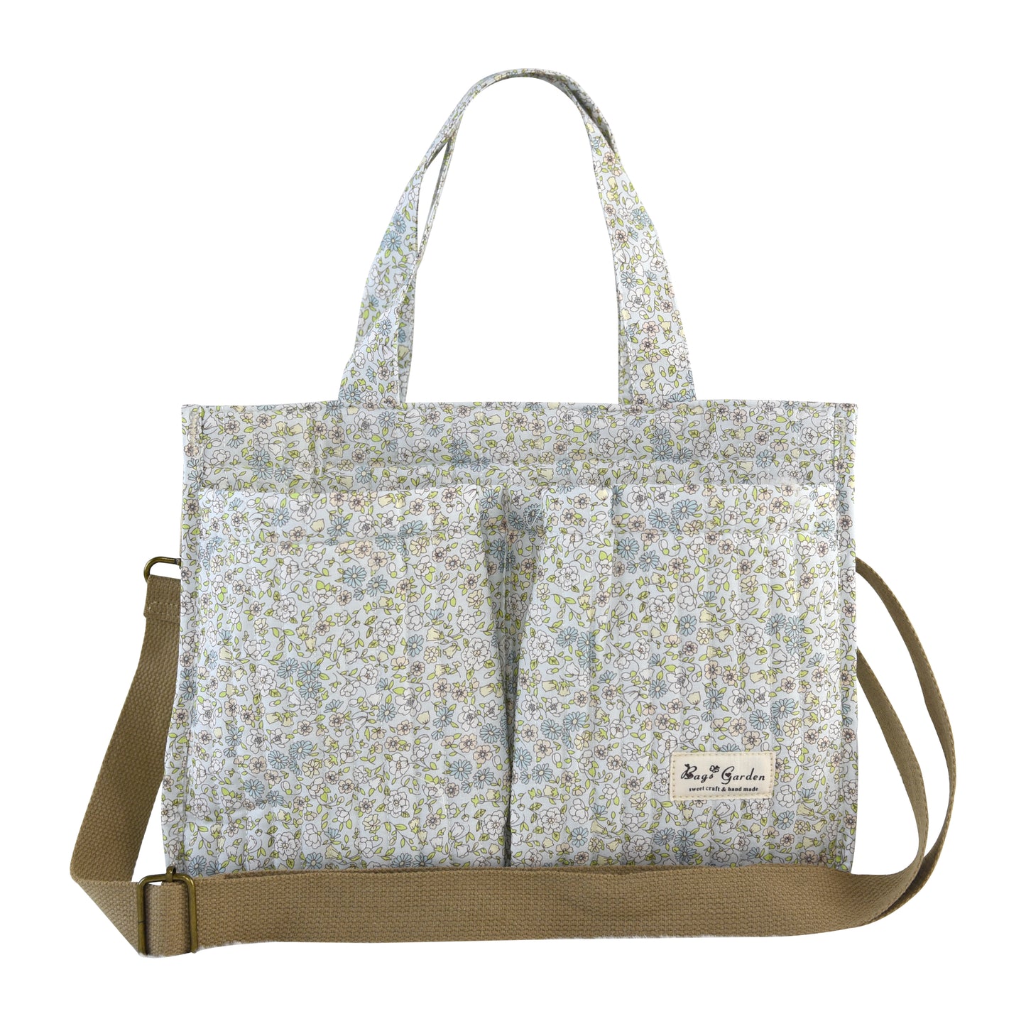 Bolso Organizador Floral para Carrito de Bebé de algodón con Bolsillos, Asas y Correa Ajustable