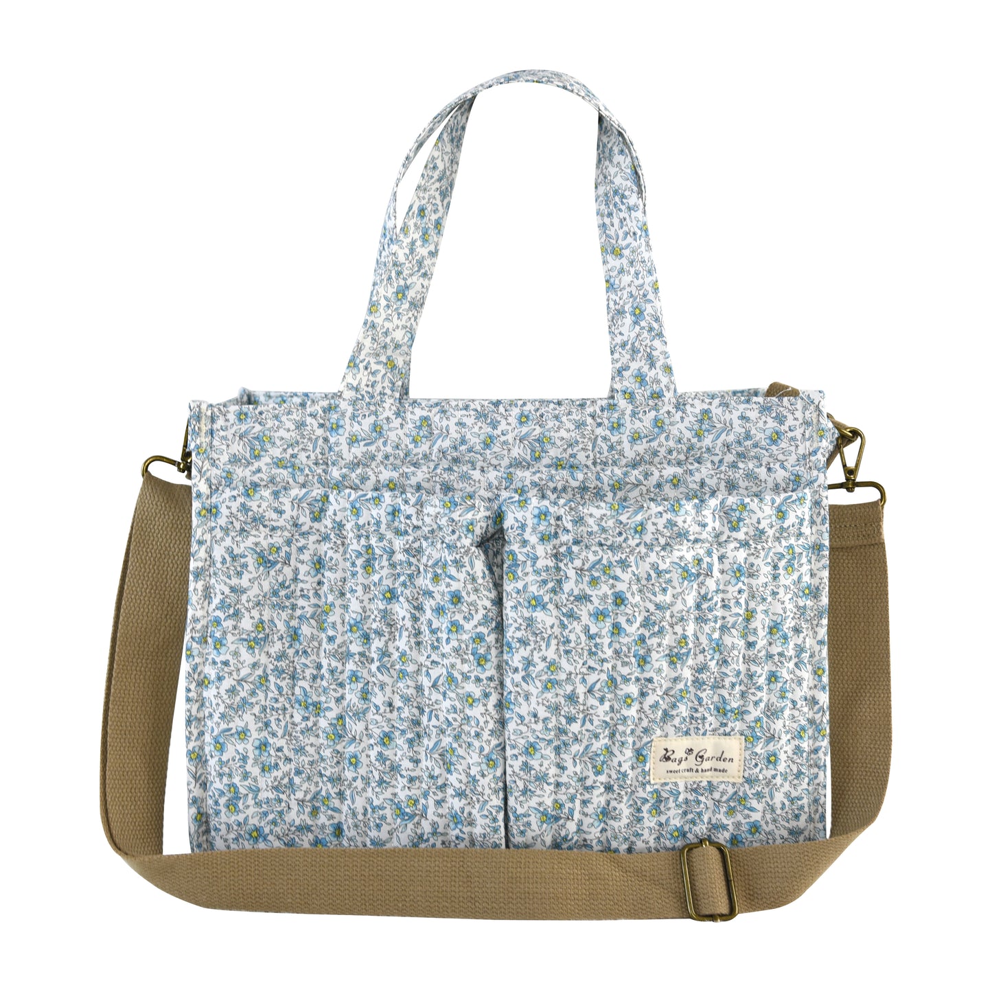 Bolso Organizador Floral para Carrito de Bebé de algodón con Bolsillos, Asas y Correa Ajustable