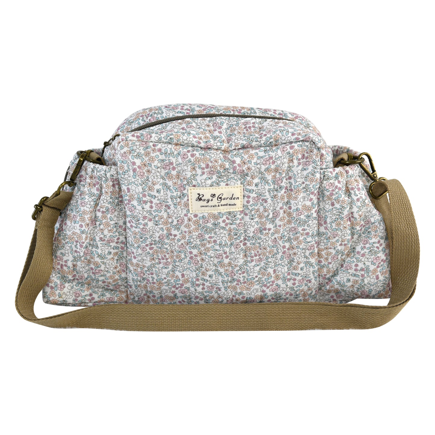 Bolso Organizador Floral para Carrito de Bebé de Algodón