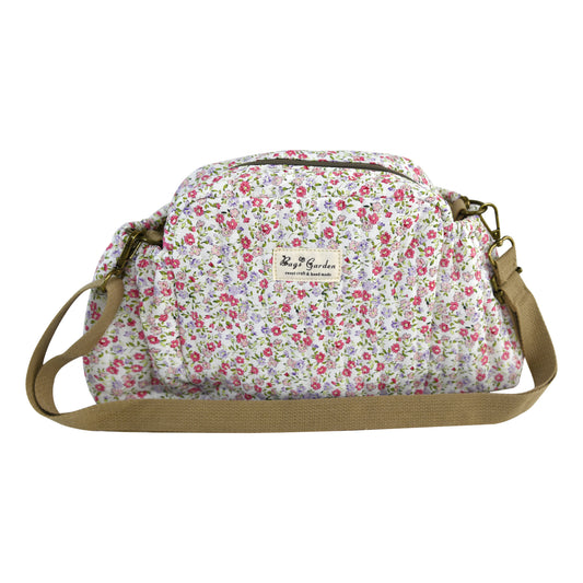 Bolso Organizador Floral para Carrito de Bebé de Algodón