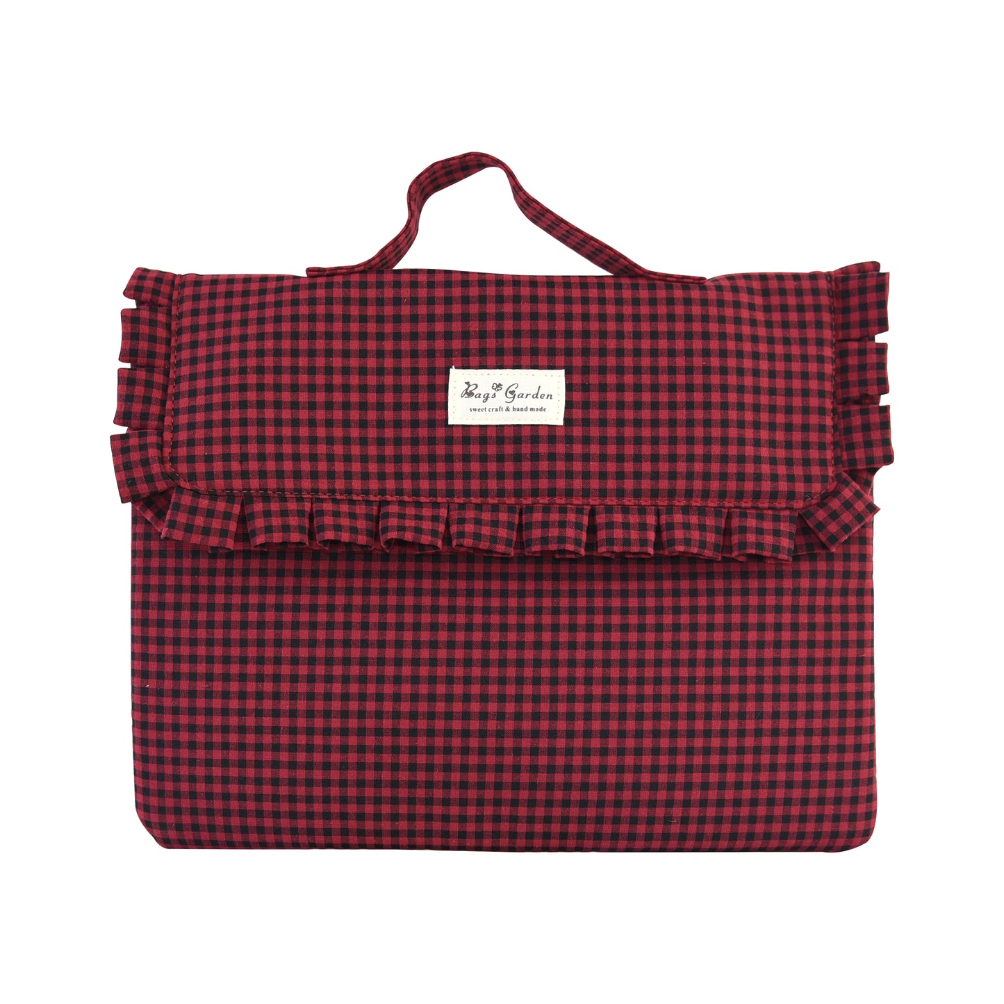Funda Acolchada para Portátil de 13,3” de Cuadros con Volante y Asa