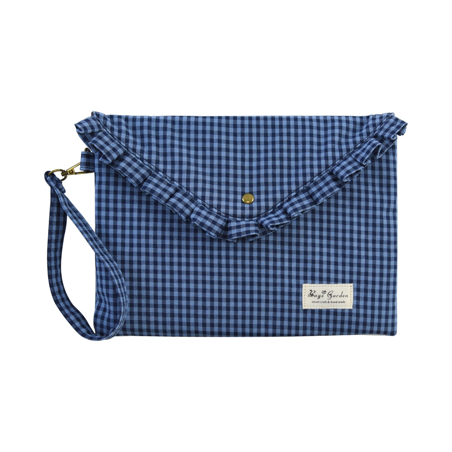 Funda para Tablet de 11” de Algodón a Cuadros con Volante y Asa de Muñeca