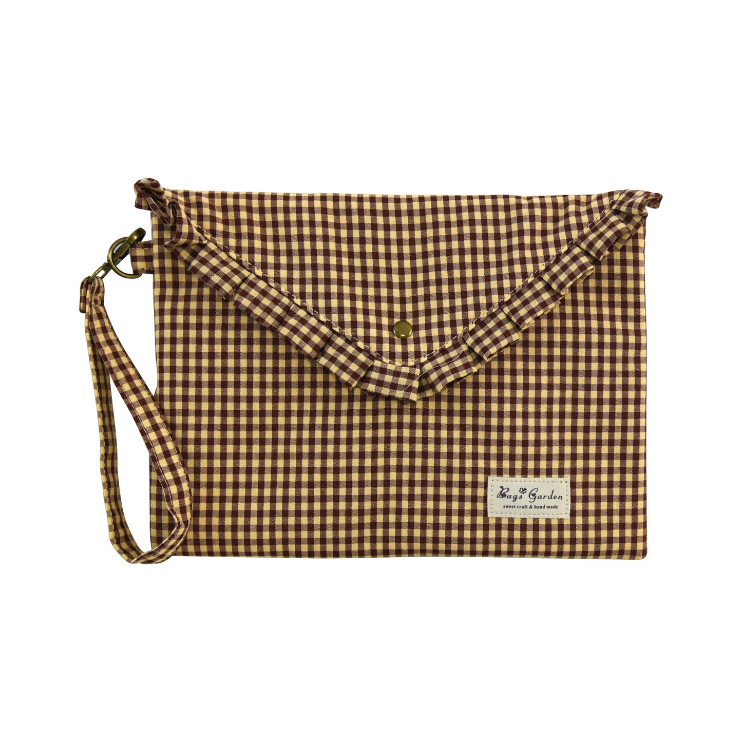 Funda para Tablet de 11” de Algodón a Cuadros con Volante y Asa de Muñeca