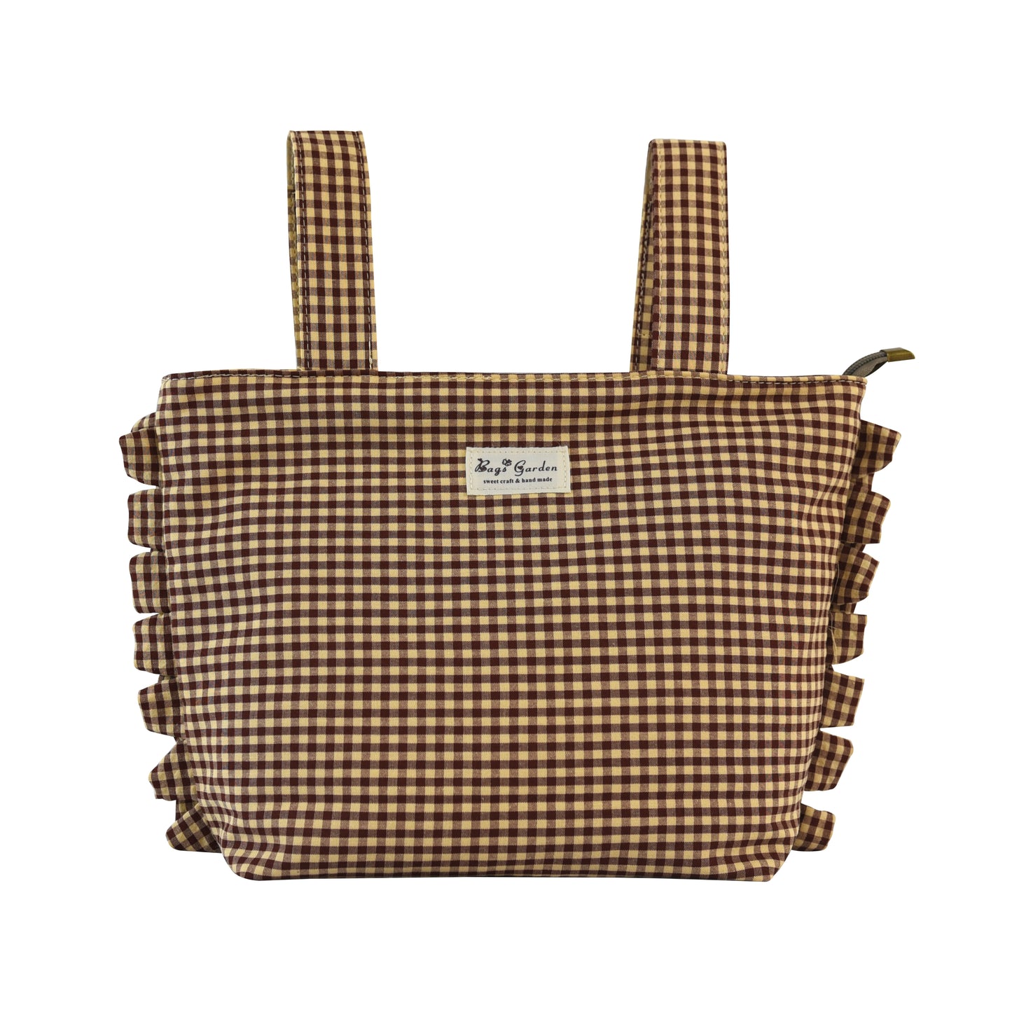 Bolso Organizador de Algodón para Carrito de Bebé de Cuadros con Volantes