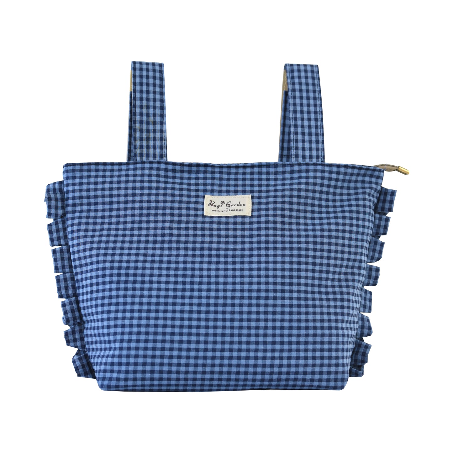 Bolso Organizador de Algodón para Carrito de Bebé de Cuadros con Volantes