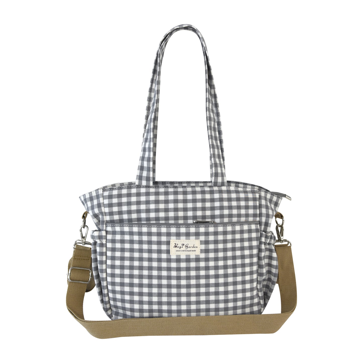 Bolso Organizador 3 en 1 para Carrito de Bebé de Algodón a Cuadros con Cremallera