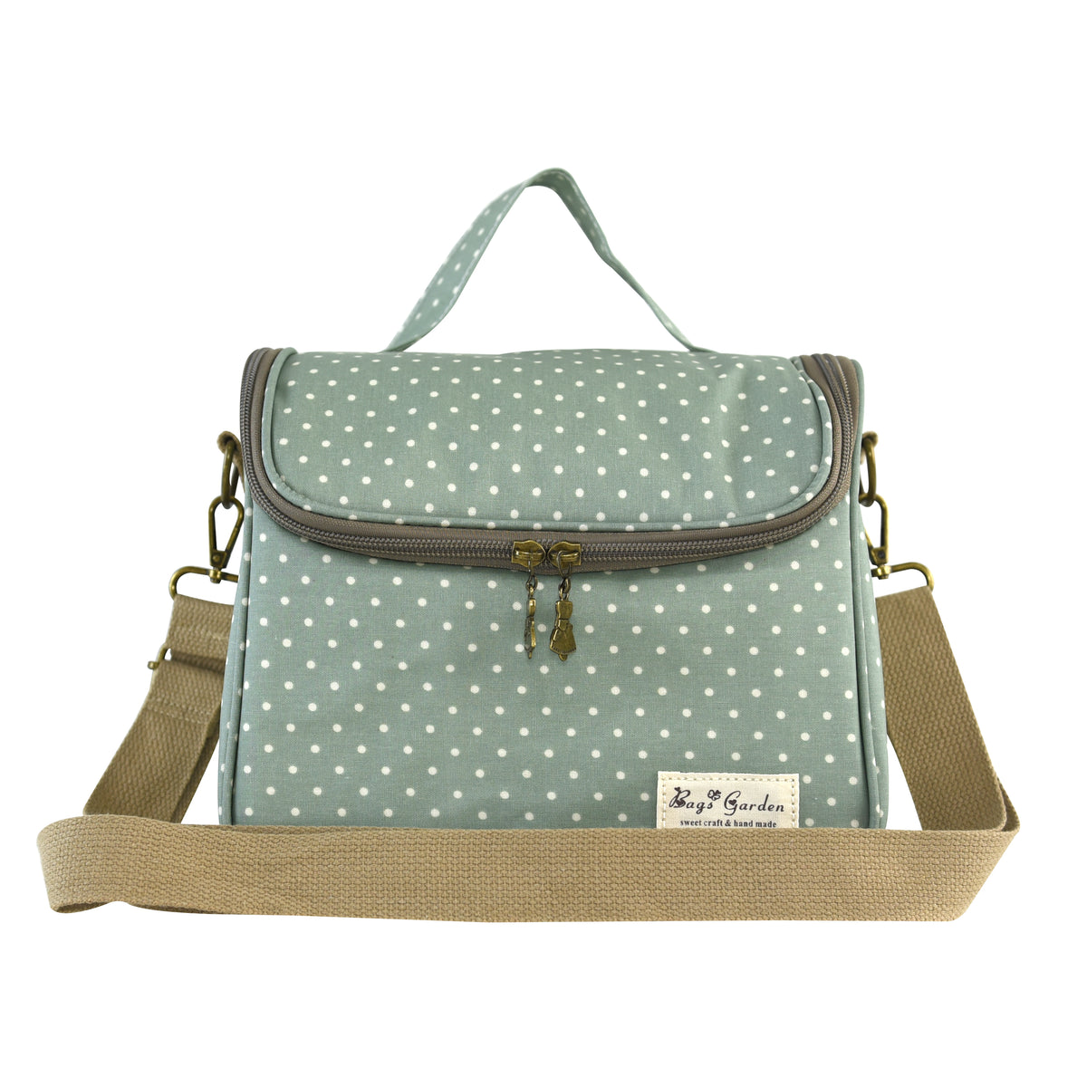Bolso nevera de lunares con asa y correa extraíble