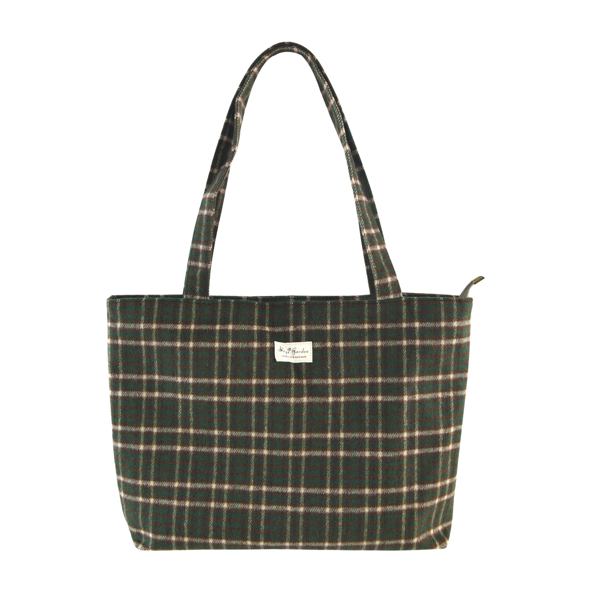Bolso Tote de Cuadros con Cremallera