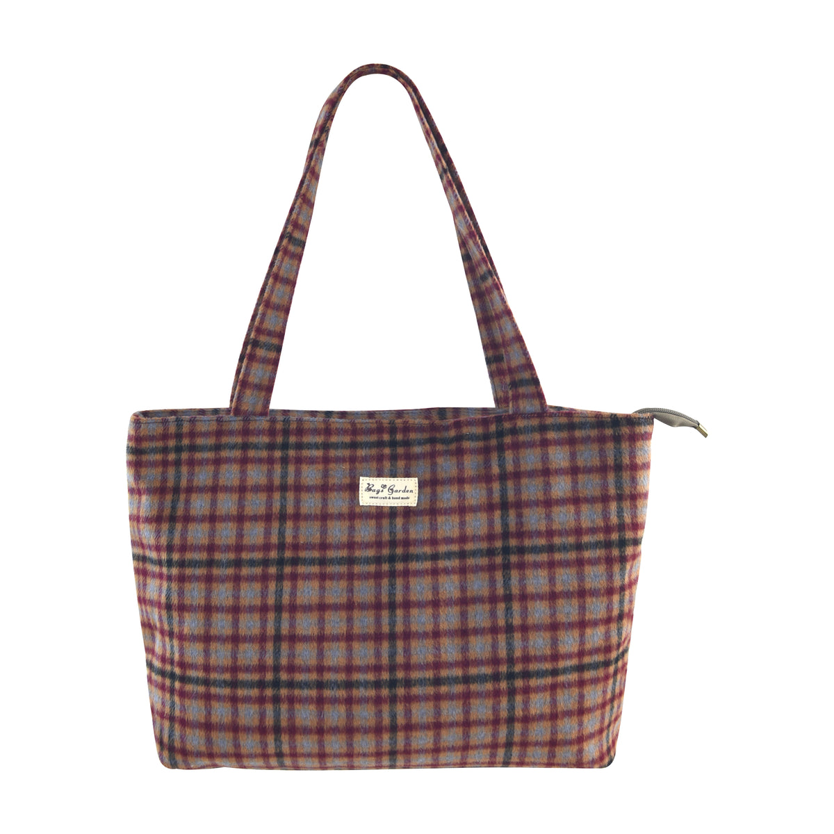 Bolso Tote de Cuadros con Cremallera