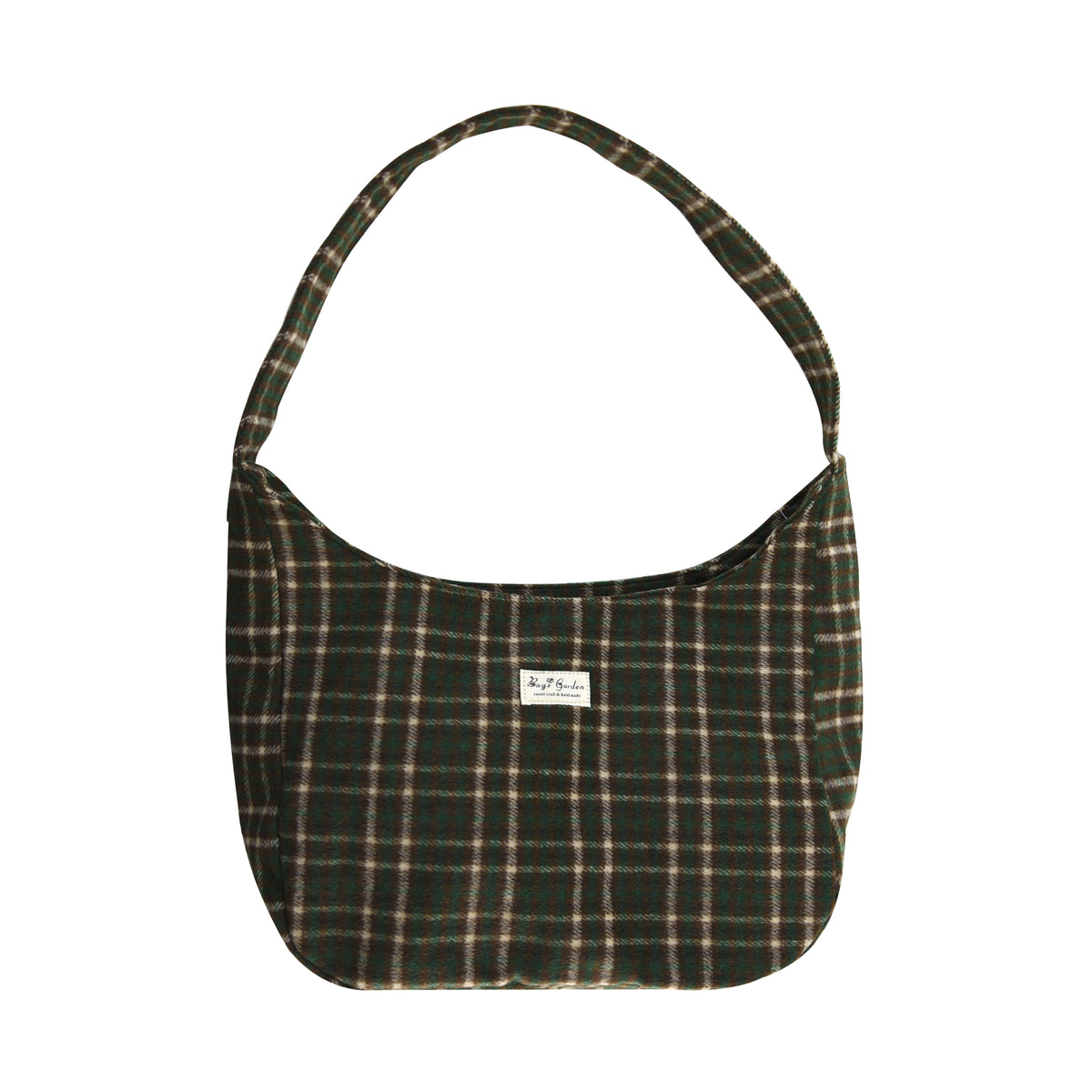 Bolso de hombro de cuadros de algodón estilo hobo