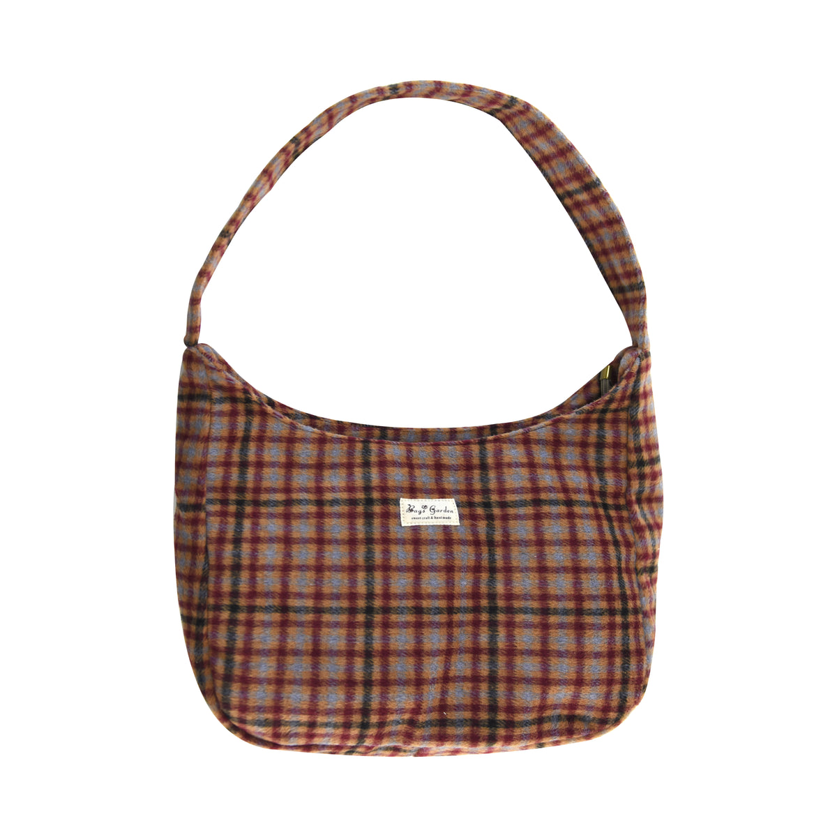 Bolso de hombro de cuadros de algodón estilo hobo