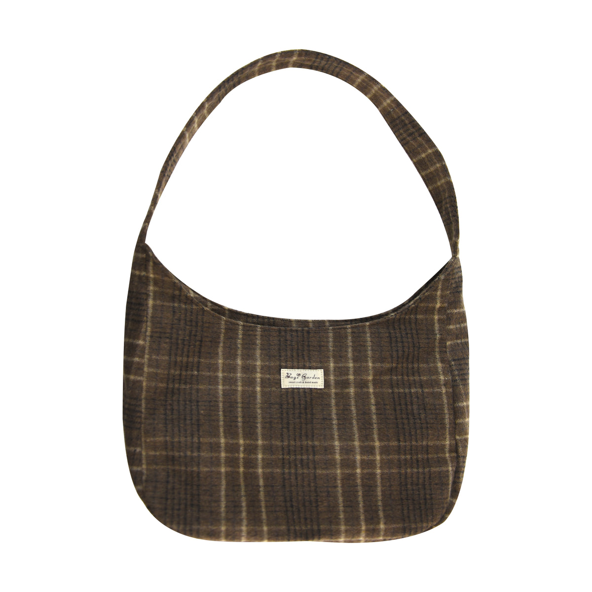 Bolso de hombro de cuadros de algodón estilo hobo