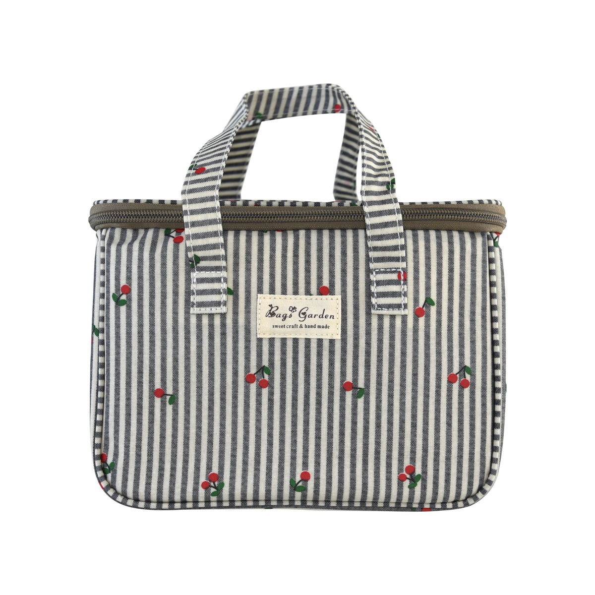 Bolsa Nevera de Mano de Rayas con Cerezas