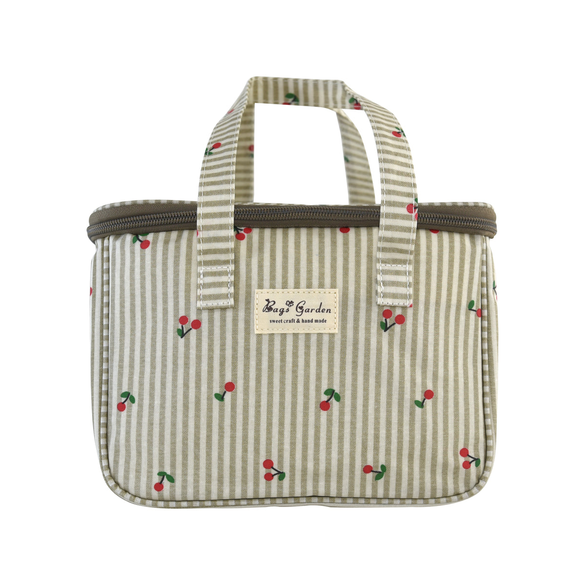 Bolsa Nevera de Mano de Rayas con Cerezas