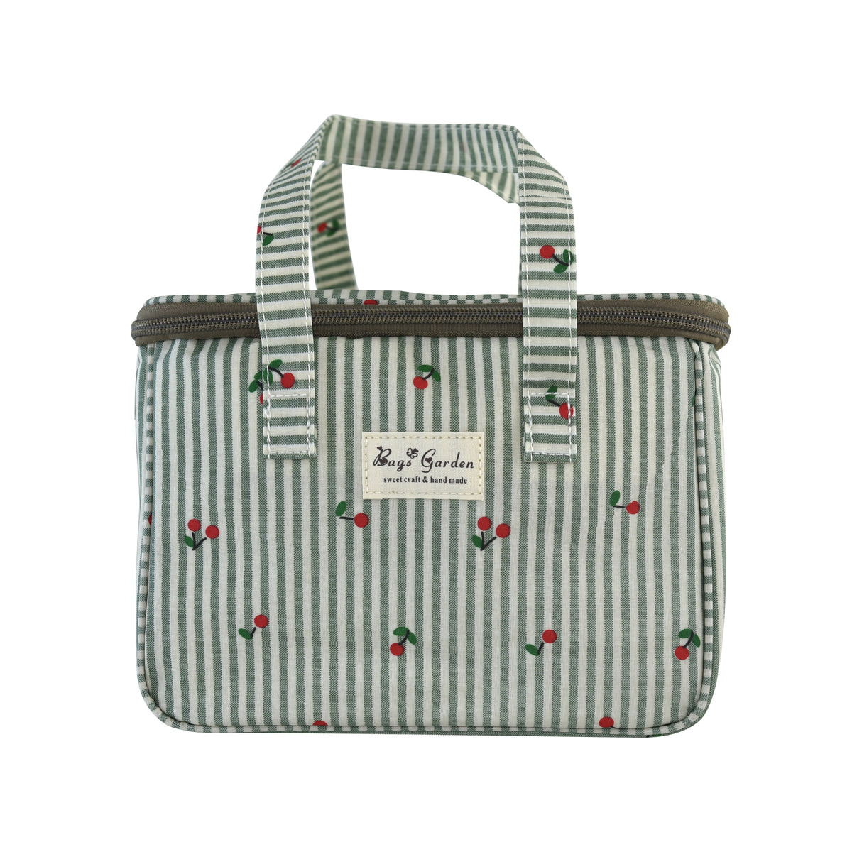 Bolsa Nevera de Mano de Rayas con Cerezas