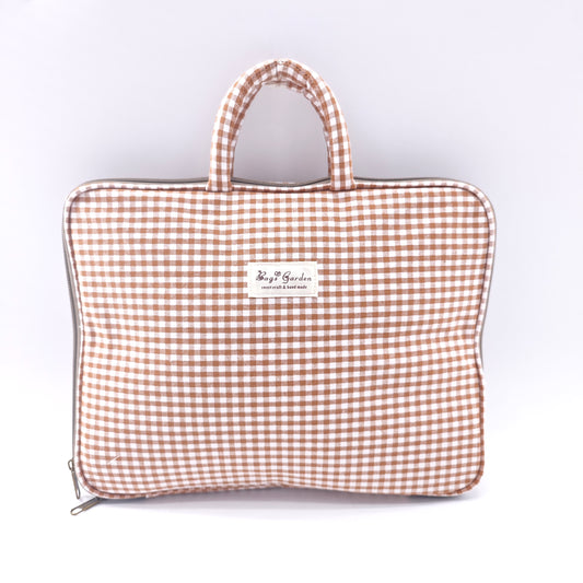 Funda protectora de algodón Vichy con asa – Compatible con portátil 13"