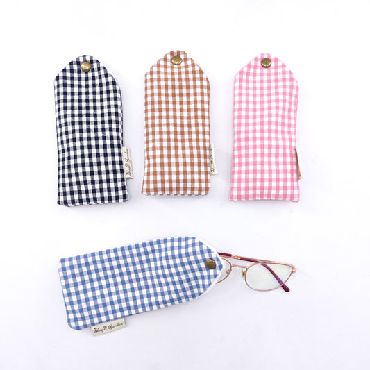 Gingham cotton glasses case