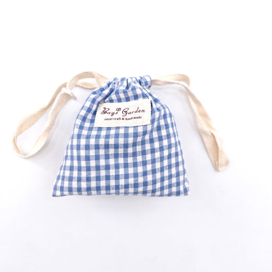 Small Vichy cotton drawstring bag