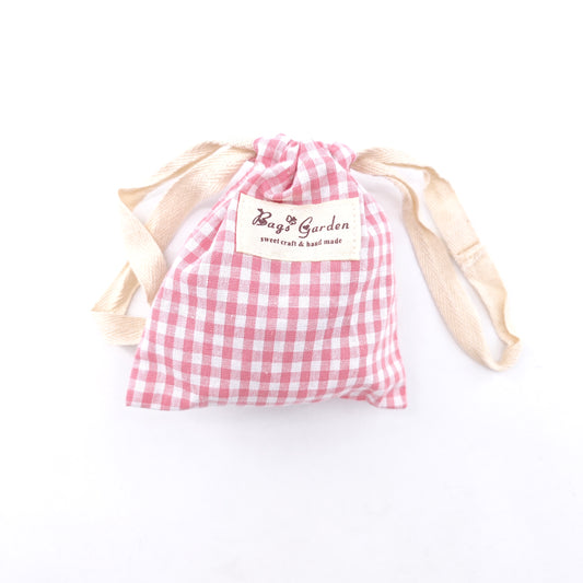 Bolsita pequeña con cordón de algodón Vichy