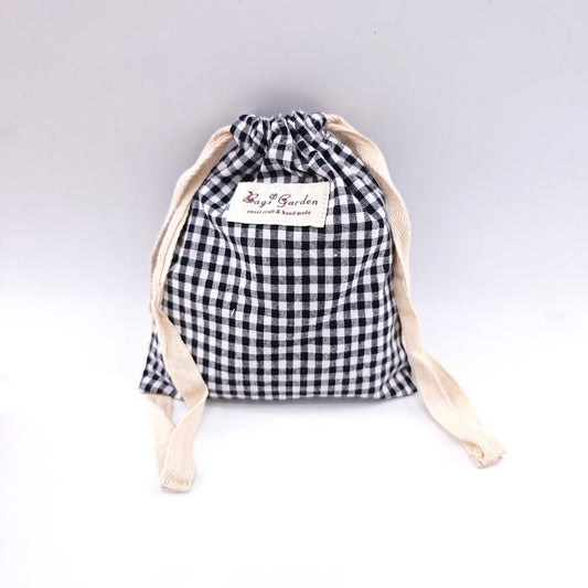 Bolsita mediana con cordón de algodón Vichy