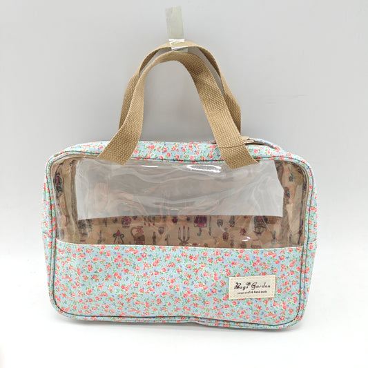 Neceser grande transparente impermeable de flores