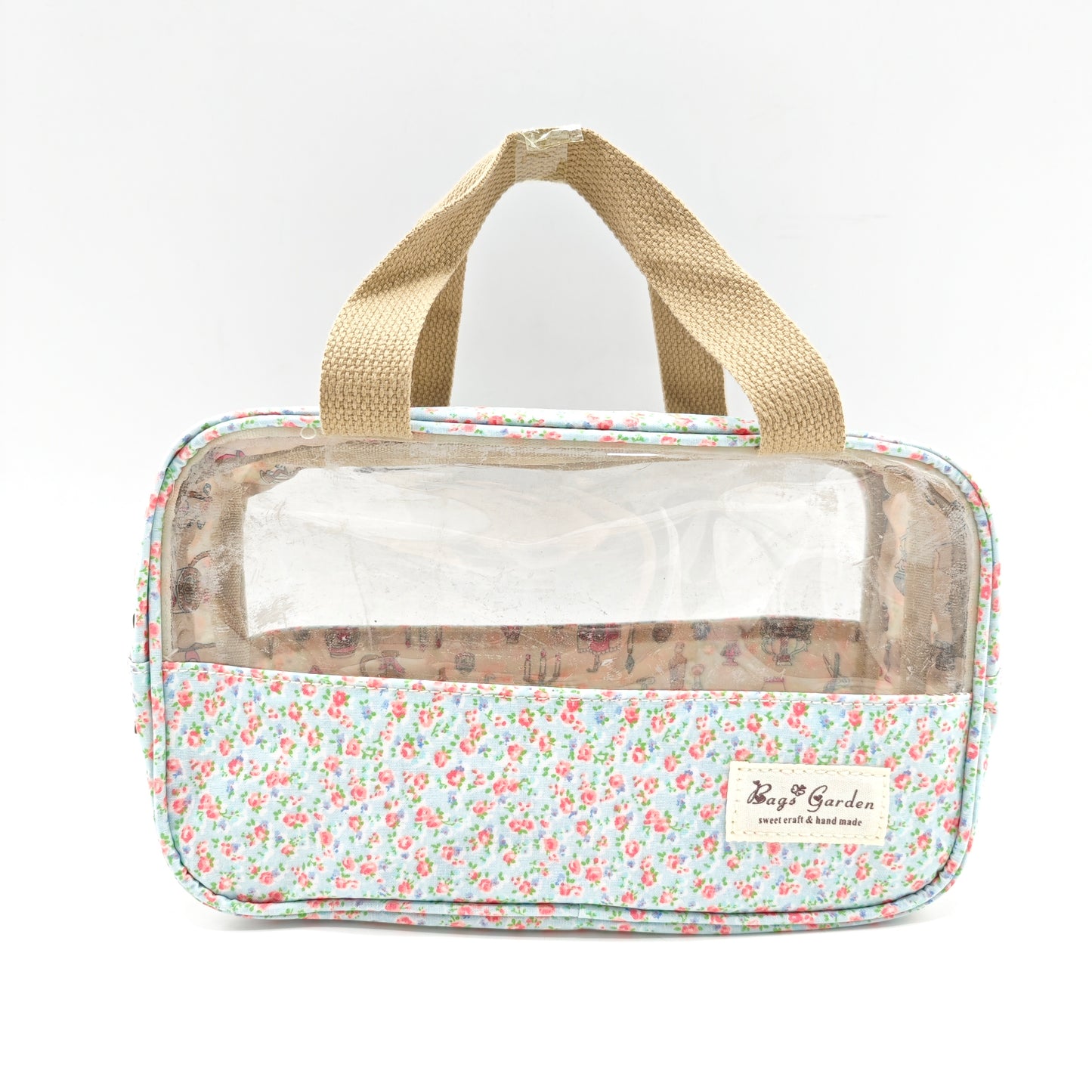 Small transparent waterproof flower toiletry bag