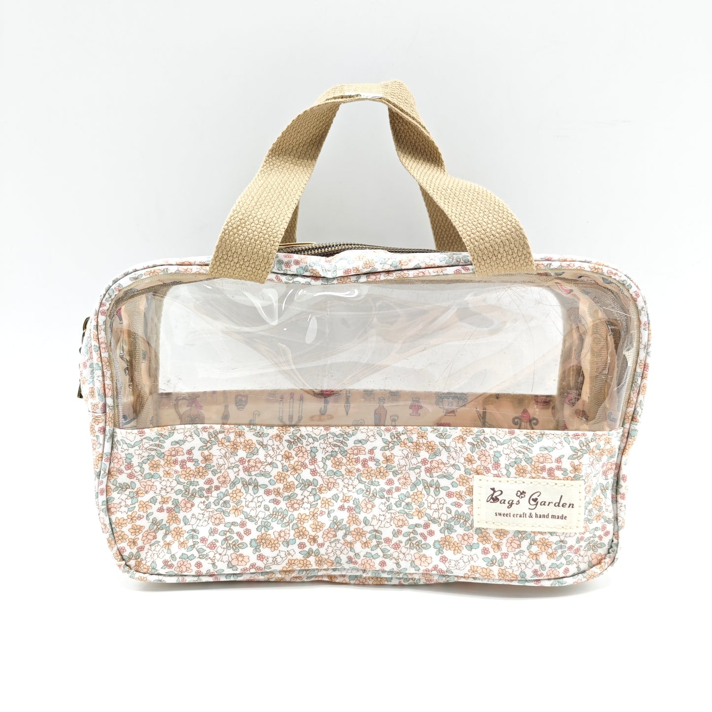 Small transparent waterproof flower toiletry bag