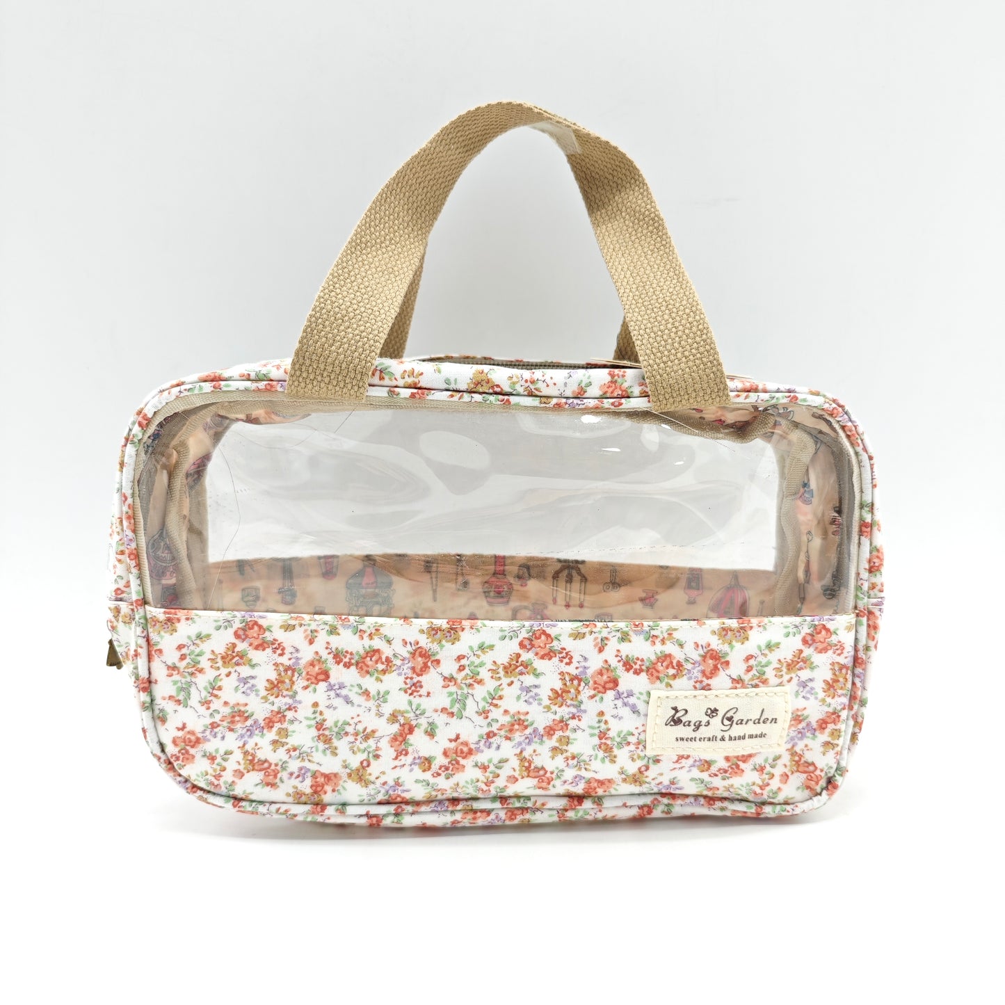 Small transparent waterproof flower toiletry bag