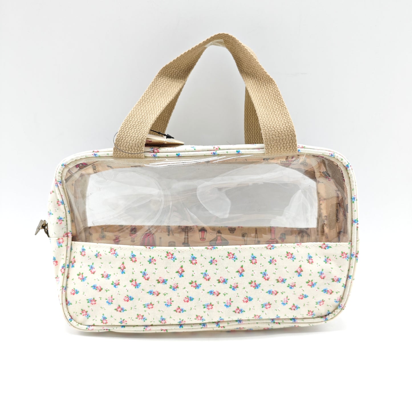 Small transparent waterproof flower toiletry bag