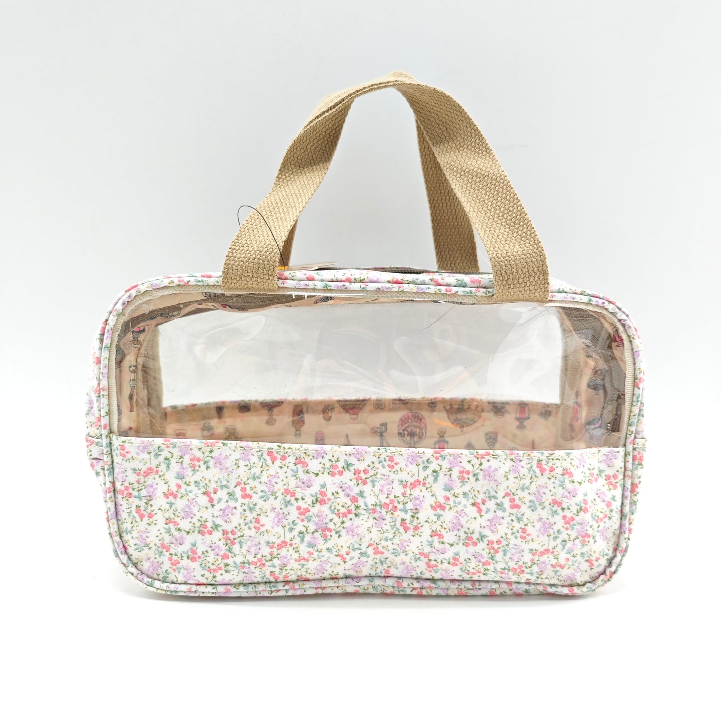 Small transparent waterproof flower toiletry bag