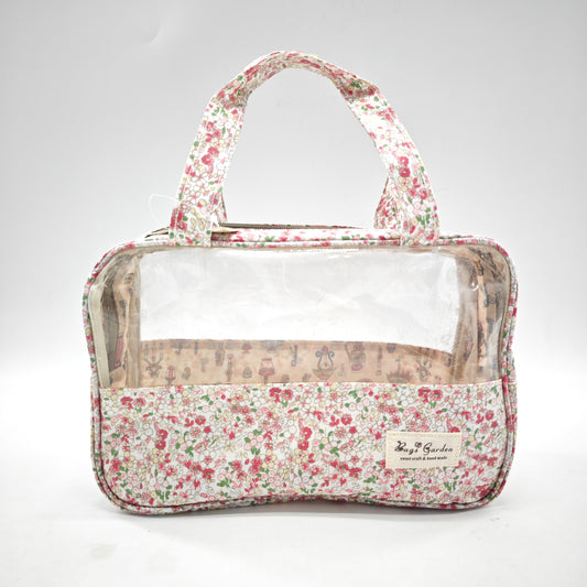 Neceser grande transparente impermeable con flores