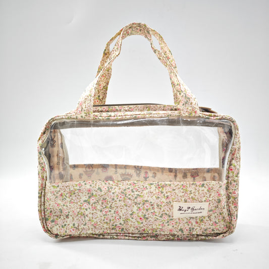 Neceser grande transparente impermeable con flores