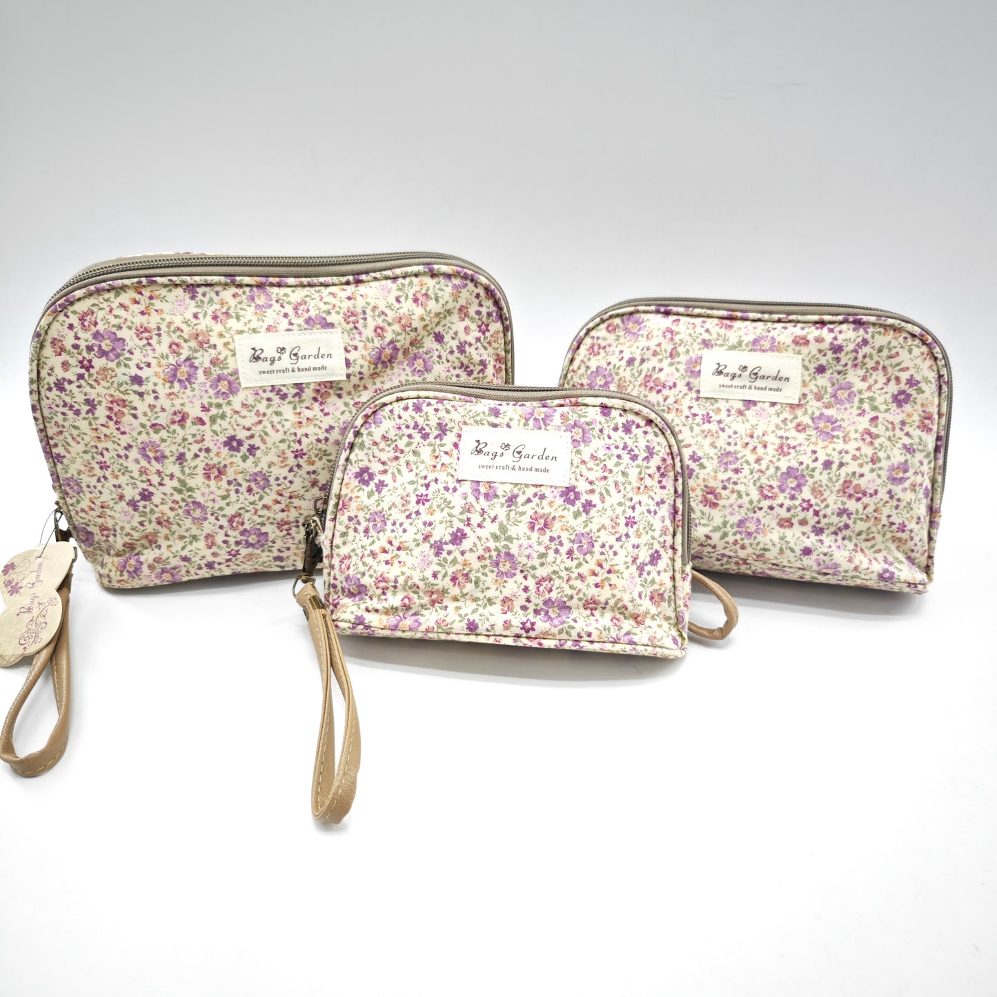 Set de 3 neceseres impermeables con flores