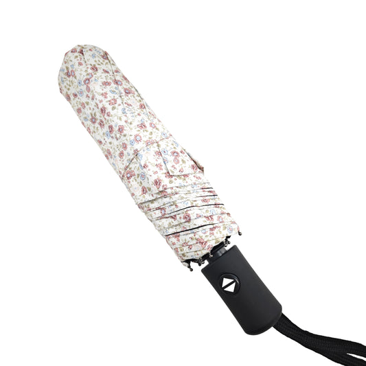Paraguas Plegable Automático Floral – Protección Solar e Impermeable｜Burdeos floral