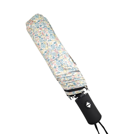 Paraguas Plegable Automático Floral – Protección Solar e Impermeable｜Azul amarillo floral