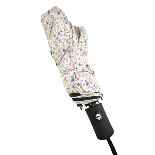 Paraguas Plegable Automático Floral – Protección Solar e Impermeable | Morado azul floral