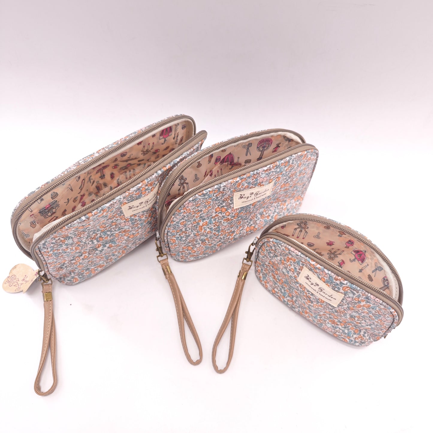 Set de 3 neceseres impermeables flores – Bolsas de aseo multiusos
