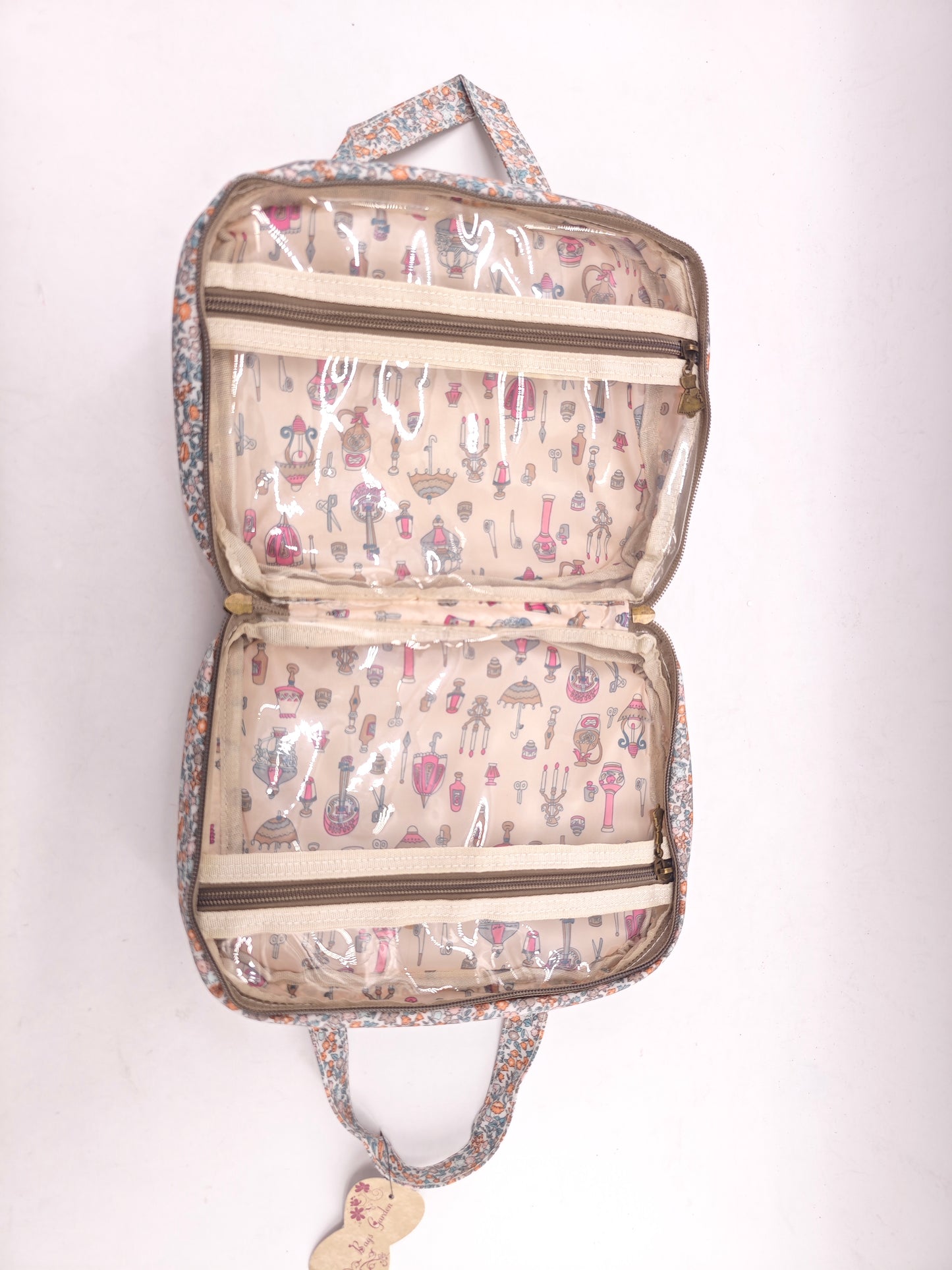 Neceser doble impermeable con estampado flora