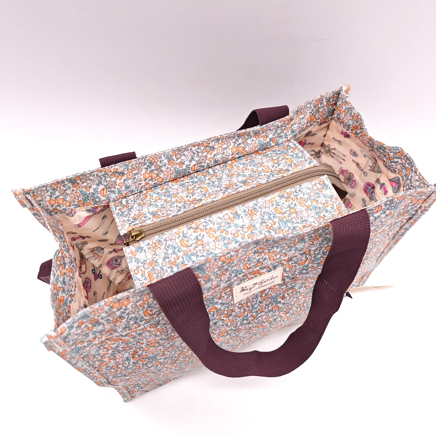Bolso tote impermeable con estampado floral