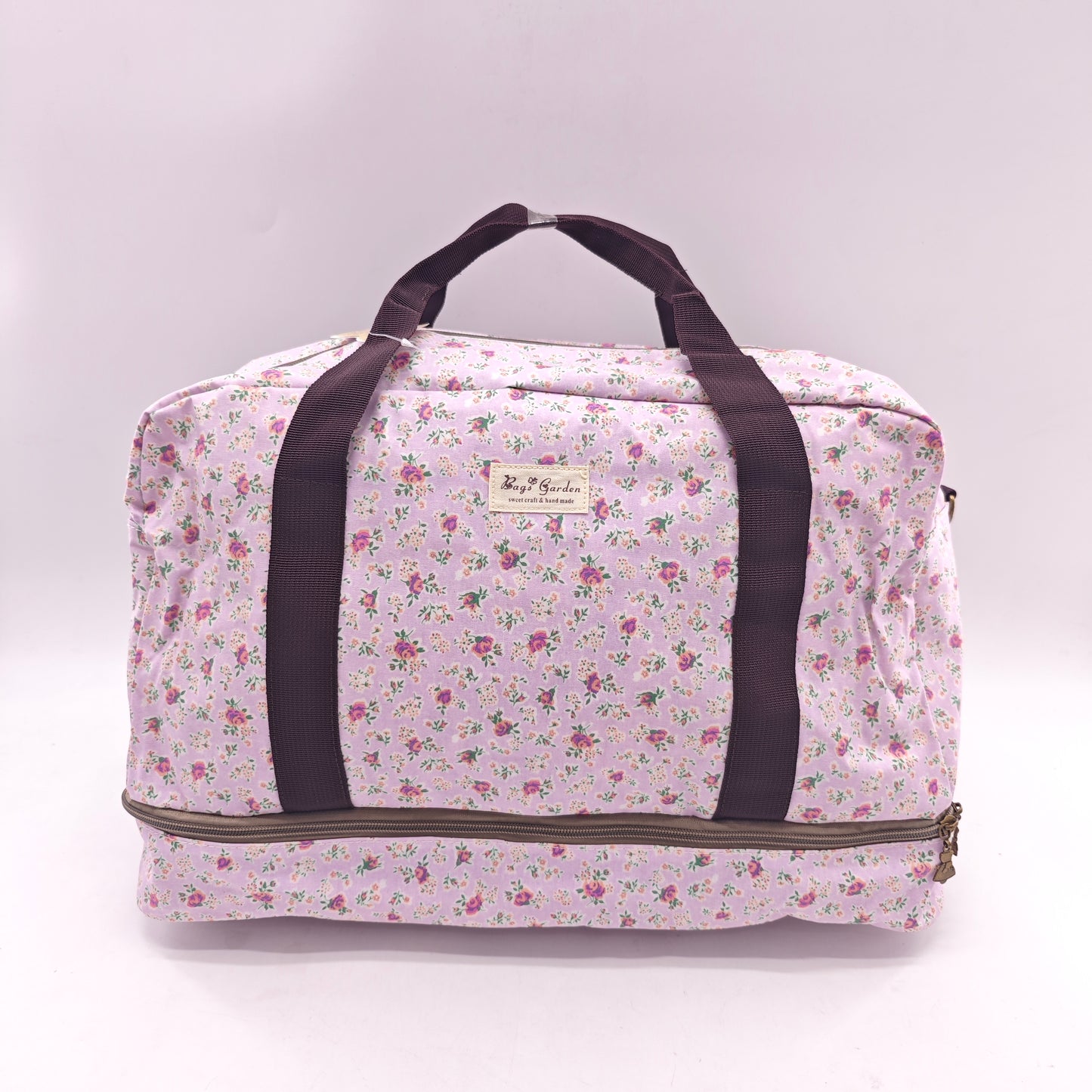 Bolso de viaje grande impermeable con estampado floral – doble compartimento