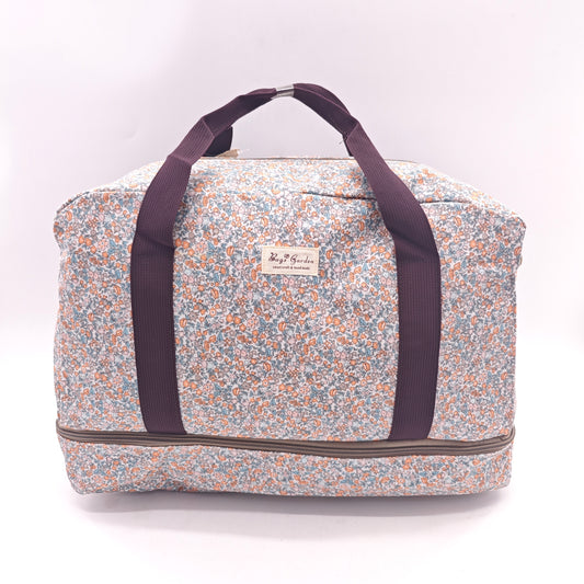 Bolso de viaje grande impermeable con estampado floral – doble compartimento